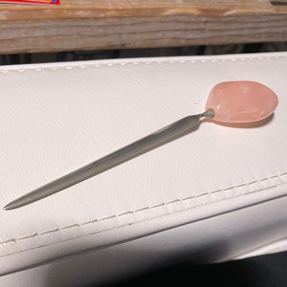 Vintage pewter and rose quartz letter opener